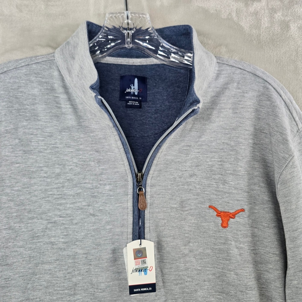 UT texas Longhorn johnnie-O Sully Light Grey Quarter Zip Pullover Mens Medium
